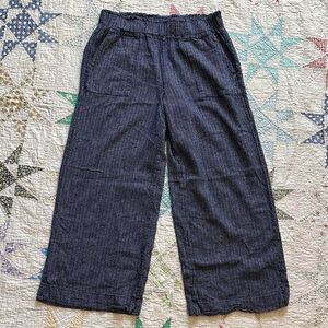 Time and Tru Navy & White Striped Linen Wide Leg Pants